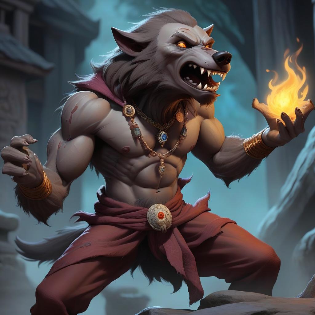  monk werewolf with astral body behind