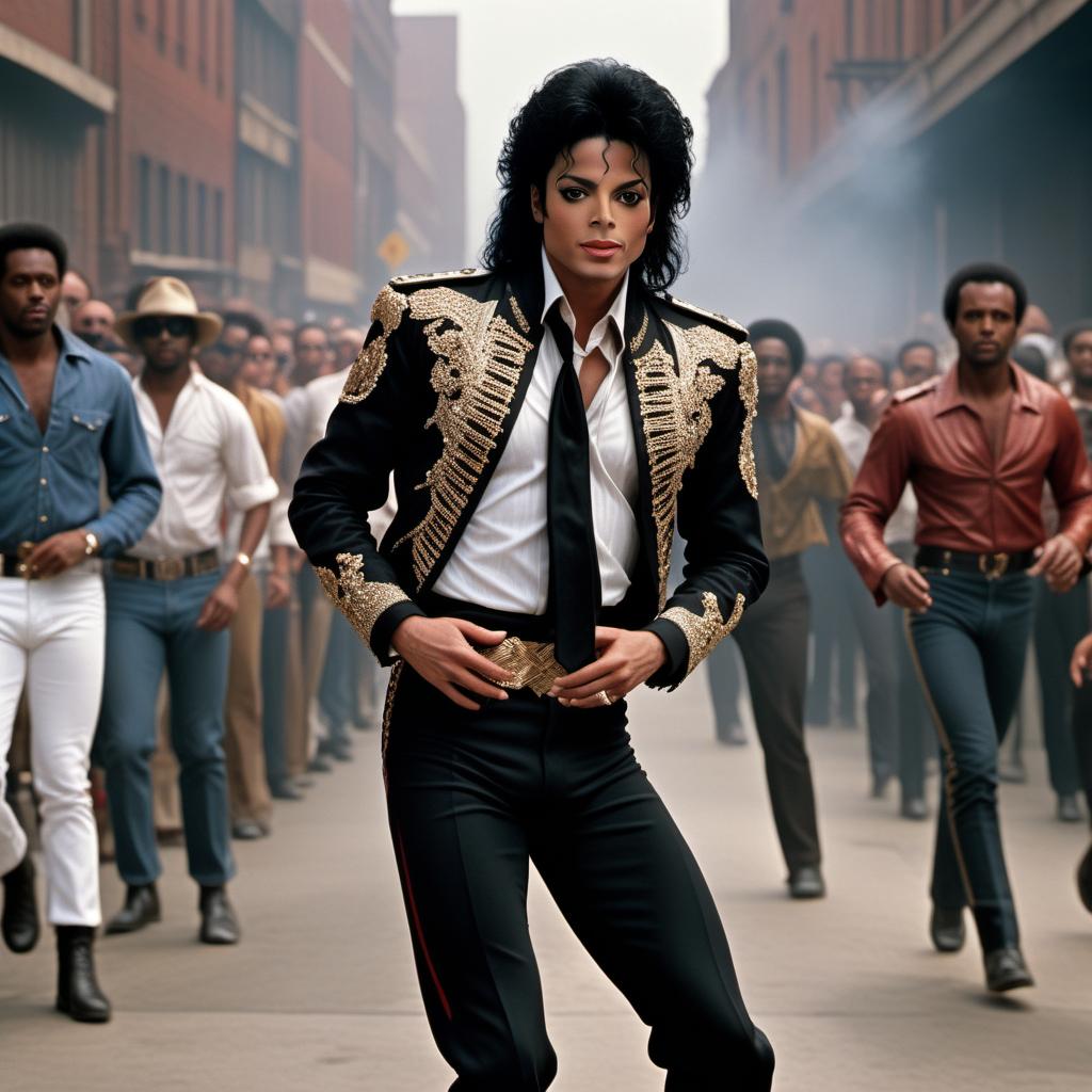  An infographic highlighting Michael Jackson's impact on the music industry. 1. Music Videos: - Image of 'Thriller' music video. - Description: Michael Jackson revolutionized music videos, turning them into short films with high production values, elaborate choreography, and narratives. 2. Dance and Performance: - Image of Michael Jackson doing the Moonwalk. - Description: Introduction of iconic dance moves and transforming concerts into theatrical spectacles. 3. Production Techniques: - Image representing music production, mixing console, and studio. - Description: High-quality production techniques, blending different genres like pop, rock, and funk. 4. Breaking Racial Barriers: - Image of Michael Jackson on MTV. - Description: Helped hyperrealistic, full body, detailed clothing, highly detailed, cinematic lighting, stunningly beautiful, intricate, sharp focus, f/1. 8, 85mm, (centered image composition), (professionally color graded), ((bright soft diffused light)), volumetric fog, trending on instagram, trending on tumblr, HDR 4K, 8K