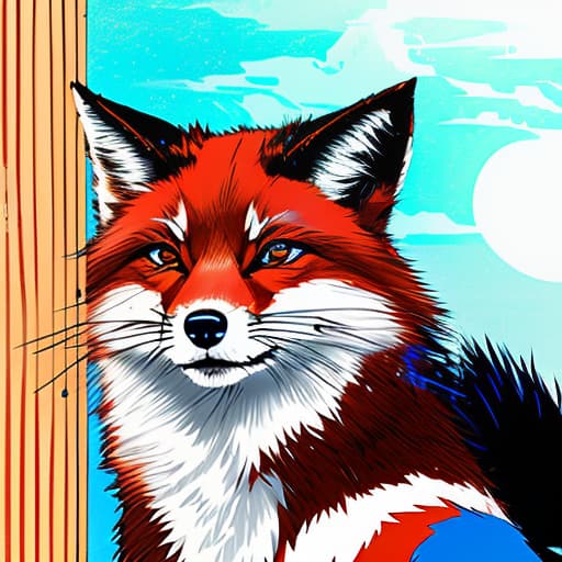 nvinkpunk japanese fox kitsune in white kimono, white skin with blue patterns. the fox holds a wooden box of dark brown color decorated with carved ornament with rubies inside. behind nine tails. the imperial palace. sunlight penetrates the windows. high detail. realism.