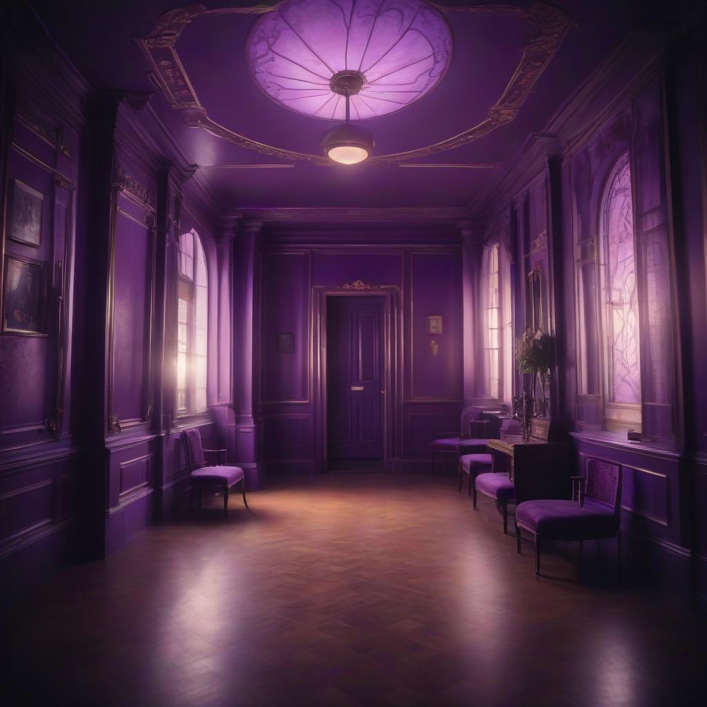  cinematic film still small room with purple lighting in art nouveau style . shallow depth of field, vignette, highly detailed, high budget, bokeh, cinemascope, moody, epic, gorgeous, film grain, grainy