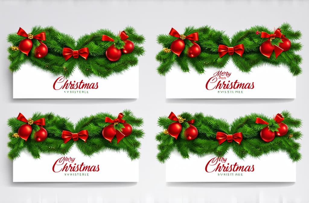  set of christmas cards with garlands. vector illustration. merry christmas cards ar 3:2 {prompt}, maximum details