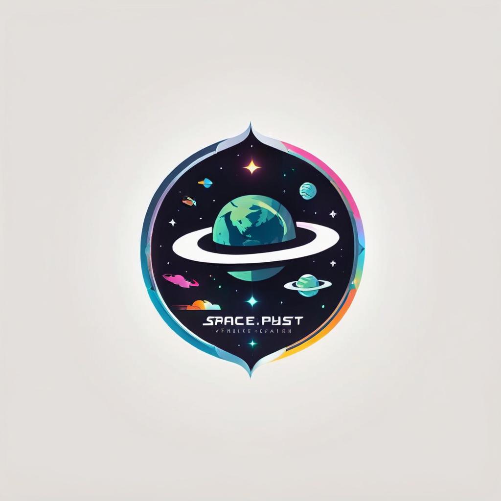  space exploration, (logo), advanced, high tech, sleek, sci fi, abstract, digital elements, metallic, neon colors, progressive