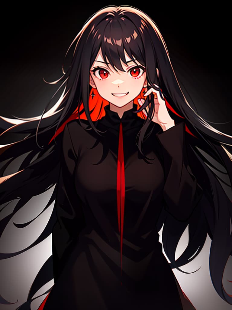  ((split theme,dark persona)),(split image,light image,dark image),simple background,anime style,face only,solo,girl,split face,happy smile,evil grin,hectochromia,brown eye,red eye.