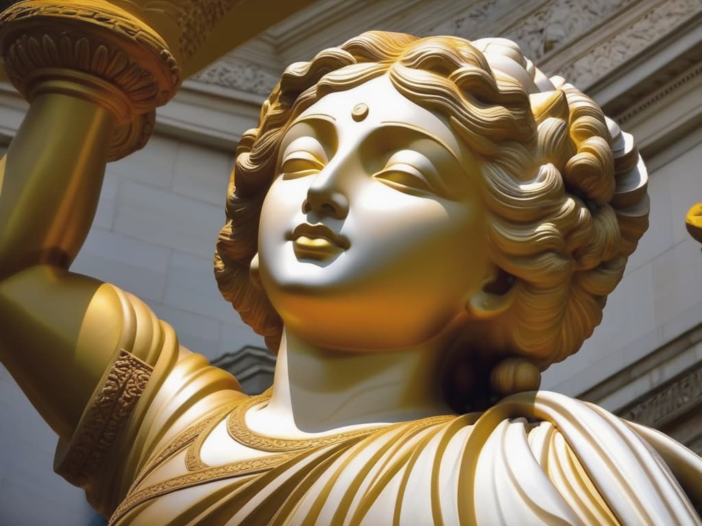  beautiful close up of a statue, serene expression