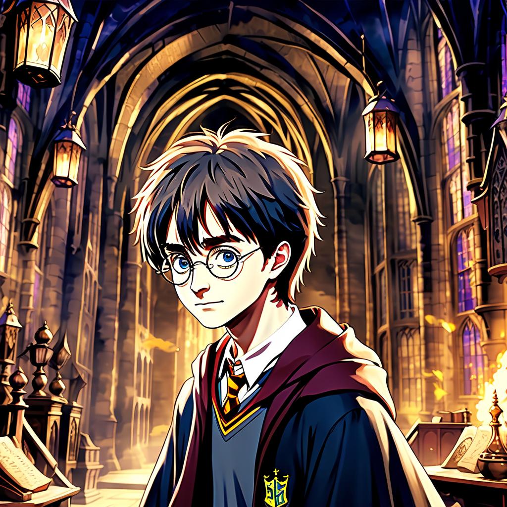  anime artwork harry potter . anime style, key visual, vibrant, studio anime, highly detailed