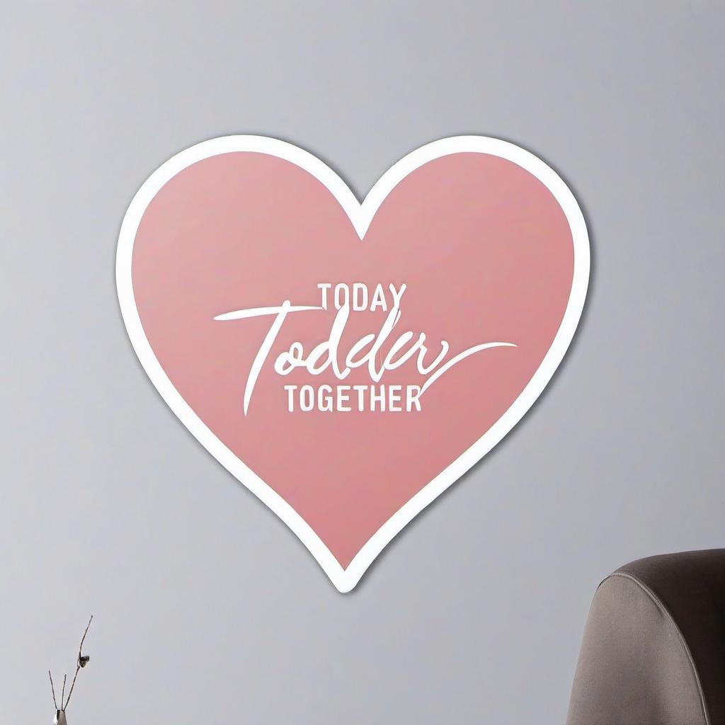  minimalist style the phrase "today and forever together" inscribed inside the shape of the heart, the font fills the inner square of the figure . simple, clean, uncluttered, modern, elegant, sticker