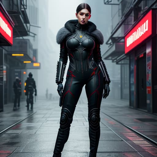  russian cyberpunk hyperrealistic, full body, detailed clothing, highly detailed, cinematic lighting, stunningly beautiful, intricate, sharp focus, f/1. 8, 85mm, (centered image composition), (professionally color graded), ((bright soft diffused light)), volumetric fog, trending on instagram, trending on tumblr, HDR 4K, 8K