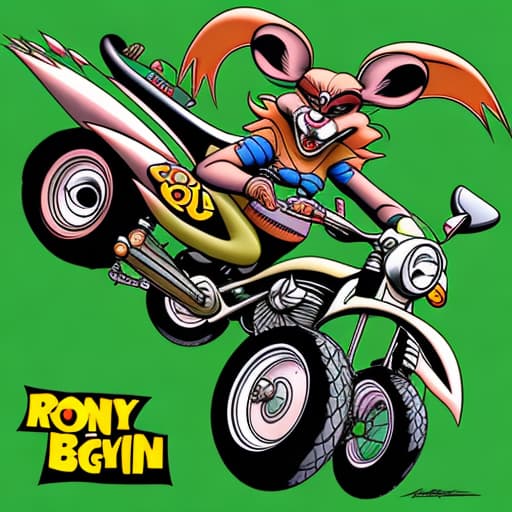  Rat fink style honey badger on a motorcycle