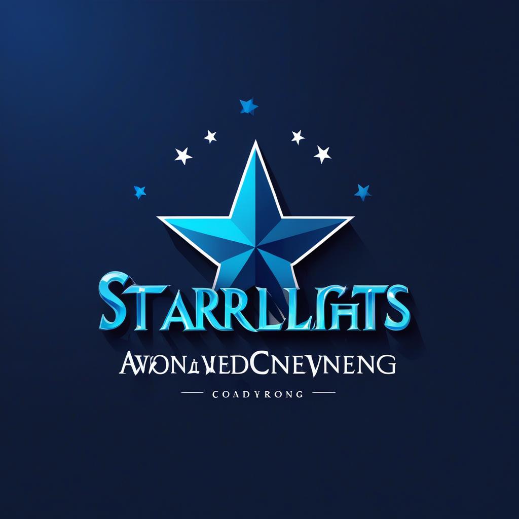  k pop logo for starlights dark blue theme simple, award winning, professional, highly detailed, masterpiece