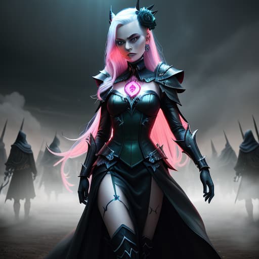  "death prophet" from Dota2 surrounded by her ghosts, glowing green eyes, full body shot, cinematic lighting, gloomy mood, horror, barbie movie Margot Robbie hellraiser pinhead pink --ar 4:5 --s 750 --niji 5, hyperrealistic, high quality, highly detailed, perfect lighting, intricate, sharp focus, f/1. 8, 85mm, (centered image composition), (professionally color graded), ((bright soft diffused light)), trending on instagram, HDR 4K, 8K