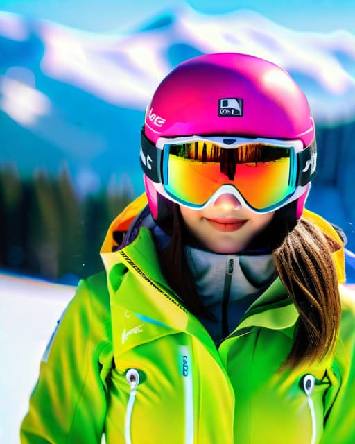  (masterpiece,best quality:1.4),(8k,raw photo,photo realistic:1.2),(shiny skin),detailed skin,detailed face,detailed eyes,1girl,upper body,Japanese idol,extremely beautiful face,brown hair,a girl skiing,wearing a pink snow helmet and goggles,at the ski slopes with snow,smile hyperrealistic, full body, detailed clothing, highly detailed, cinematic lighting, stunningly beautiful, intricate, sharp focus, f/1. 8, 85mm, (centered image composition), (professionally color graded), ((bright soft diffused light)), volumetric fog, trending on instagram, trending on tumblr, HDR 4K, 8K