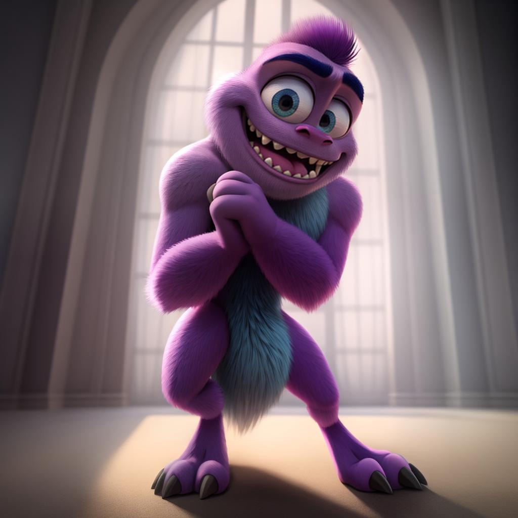  Homosexual monsters (monsters inc), full body, gloves, open eyes, masterpiece, 4k, fine details,