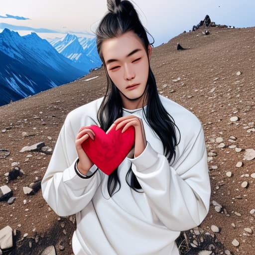  Bonuz GH holding a heart in his hands on a mountain