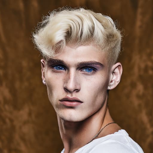 portrait+ style Russian LGBT queer fashion model blonde hunk dude face