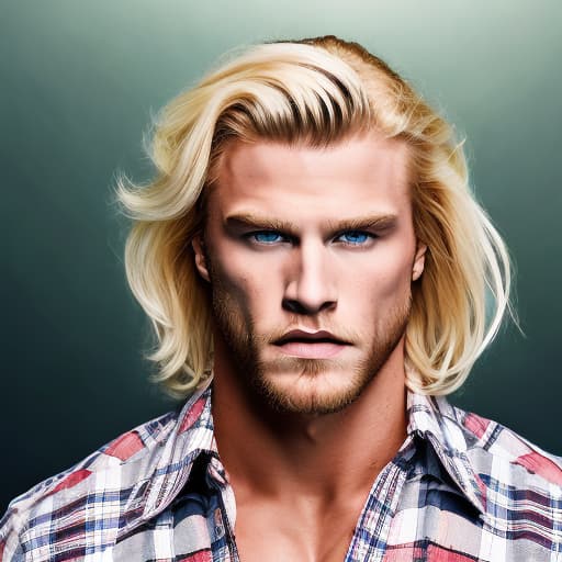 portrait+ style WWE superstar blonde hunk dude face