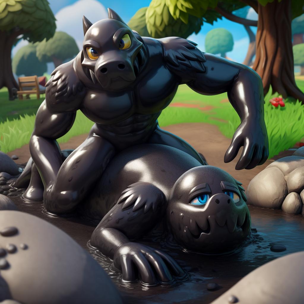  Liquid tar monster (fortnite), full body, dripping tar, liquid tar, tar pit, smooth and slimy, on top, gay, male human, open eyes, masterpiece, 4k, fine details,