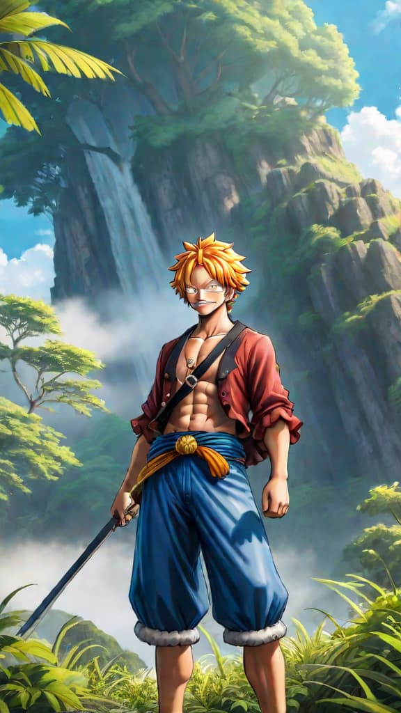  anime art: depict elbaf, the land of giants in the one piece universe. hyperrealistic, full body, detailed clothing, highly detailed, cinematic lighting, stunningly beautiful, intricate, sharp focus, f/1. 8, 85mm, (centered image composition), (professionally color graded), ((bright soft diffused light)), volumetric fog, trending on instagram, trending on tumblr, HDR 4K, 8K