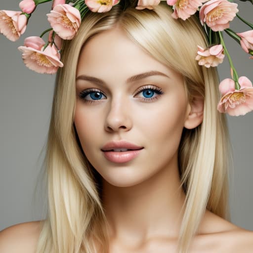  Blonde woman with flowers