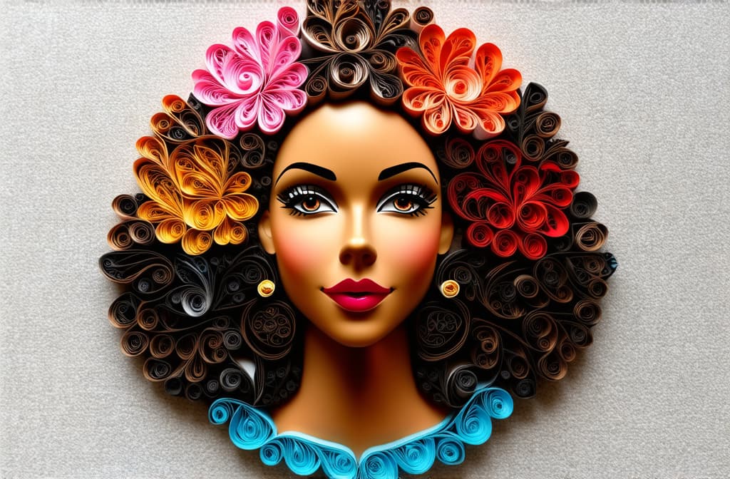  different beauty. women's heads of different nationalities. in quilling style. ar 3:2 {prompt}, maximum details