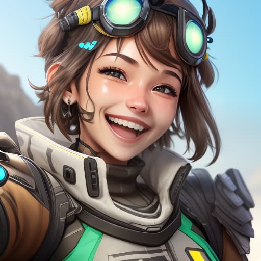  watson apex legends, happy smile, open mouthed