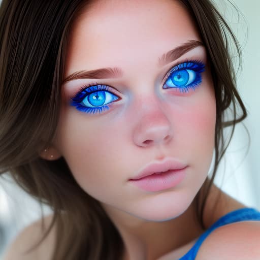  girl with blue eyes, brunette