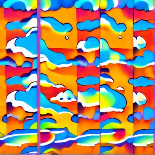  a fantastical scene of a riding a bicycle through a bright, blue sky, confidently holding a gleaming sword. the girl has long flowing hair that dances in the wind, and she wears a whimsical outfit adorned with colorful patterns. surrounding her are several majestic dragons of various colors and sizes, soaring gracefully through the clouds. below her, a mive whale swims through the sky, its body shimmering with iridescent hues, creating a dreamlike atmosphere. the background features fluffy white clouds and a radiant sun, casting a warm glow on the scene.