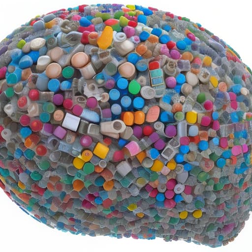 dvarchmodern brain work, a brain made of many pills and pills, on a ideal perfect white background, the national geographic award.