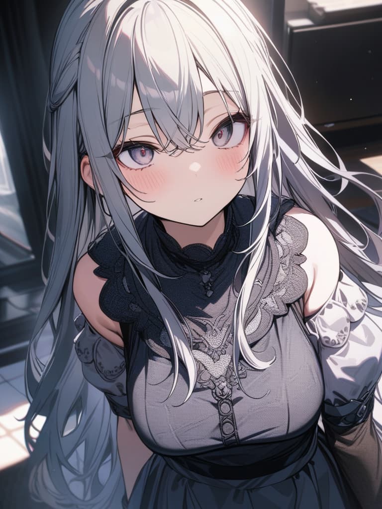  cute, subculture, gray hair, moe sleeve, odd eye, masterpiece, best quality,8k,ultra detailed,high resolution,an extremely delicate and beautiful,hyper detail