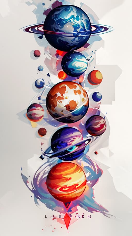  on the white background of the timeline, the planets in one line, indie game art, (vector art, borderlands style, arcane style, cartoon style), line art, disctinct features, hand drawn, technical illustration, graphic design, vector graphics, high contrast, precision artwork, linear compositions, scalable artwork, digital art, cinematic sensual, sharp focus, humorous illustration, big depth of field, masterpiece, trending on artstation, vivid colors, trending on artstation, trending on cgsociety, intricate, low detail, dramatic hyperrealistic, full body, detailed clothing, highly detailed, cinematic lighting, stunningly beautiful, intricate, sharp focus, f/1. 8, 85mm, (centered image composition), (professionally color graded), ((bright soft diffused light)), volumetric fog, trending on instagram, trending on tumblr, HDR 4K, 8K