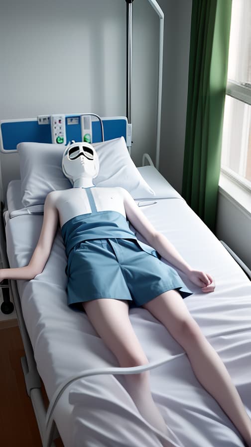  A slender man lying on a hospital bed