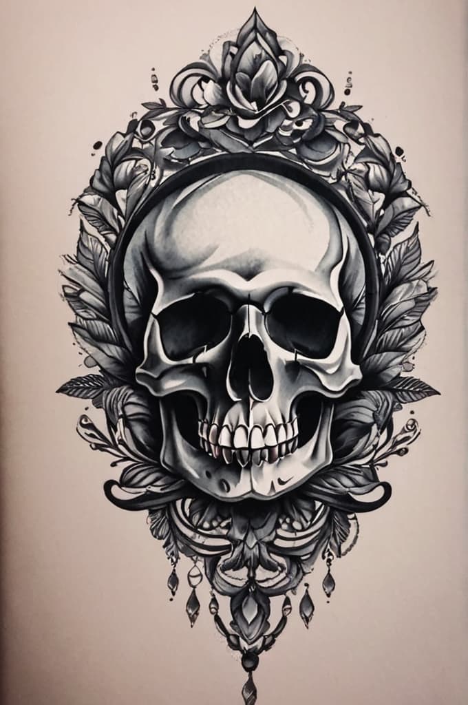  scull, (tattoo sketch:1.25), drawing