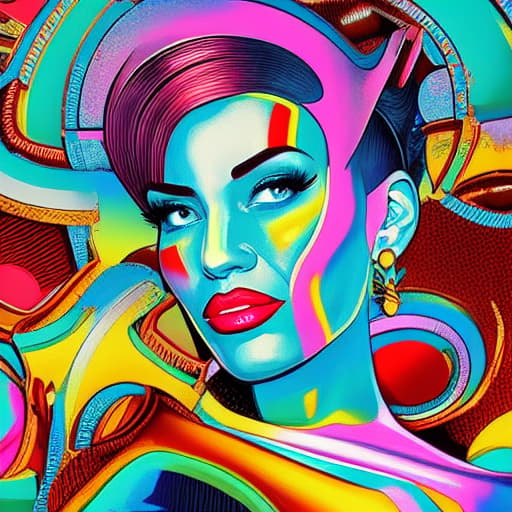  Image of a cyborg girl in pop art style Apply the Following Styles Anime hyperrealistic, full body, detailed clothing, highly detailed, cinematic lighting, stunningly beautiful, intricate, sharp focus, f/1. 8, 85mm, (centered image composition), (professionally color graded), ((bright soft diffused light)), volumetric fog, trending on instagram, trending on tumblr, HDR 4K, 8K