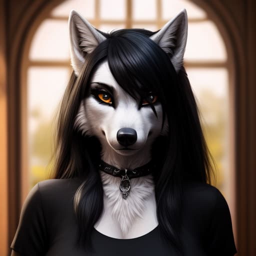  wolf female goth, open eyes, masterpiece, 4k, fine details,