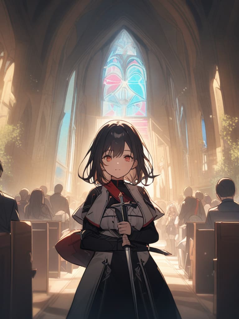  with a cute girl shortcut sword in the church