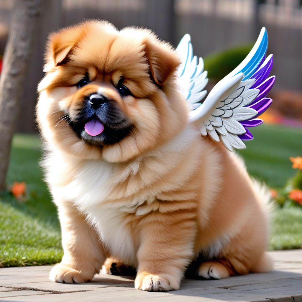  do a shitzu puppy with and a chow chow with the purple tongue and place a yorkshire a halo and with angel wings in the middle and do, award winning, professional, highly detailed, masterpiece