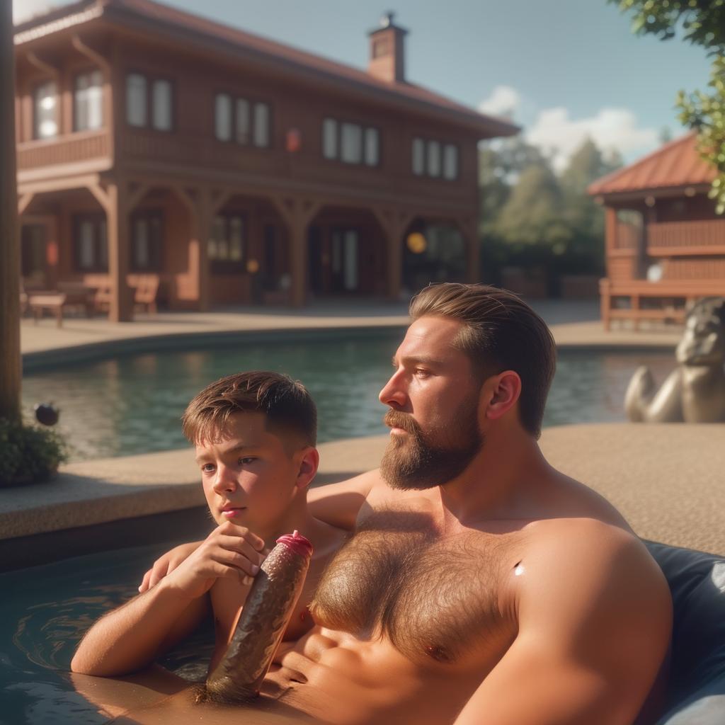  Ten year old danish boy with hairy dad big penis, hyperrealistic, high quality, highly detailed, cinematic lighting, intricate, sharp focus, f/1. 8, 85mm, (centered image composition), (professionally color graded), ((bright soft diffused light)), volumetric fog, trending on instagram, HDR 4K, 8K
