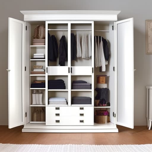  beautiful expensive retro white wardrobe with open doors