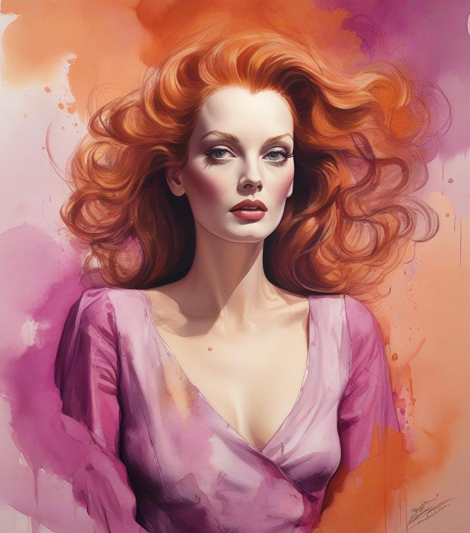  concept art painting of a woman in magenta and orange colors, maureen o&#39;hara, pretty much beautiful face, ultra detailed paintings inspired by wlop, trending with artstation, fantasy art, intricate wlop, art of wlop, wlop art, wlop |, the style of wlop, beautiful character drawings, wlop painting style, wlop | art germ, unparalleled beauty tumbler, figurative art, intense watercolor, watercolor detailed art, watercolor splash, surreal, avant garde pop art, beautiful and expressive paintings, beautiful artwork illustration, very colorful tones, wonderful, cool beauty, master piece, highest quality, official art, women only, sharp outline, best shot, vector art, written by sandra chevrier, dave mckean、by richard avedon、written by maki