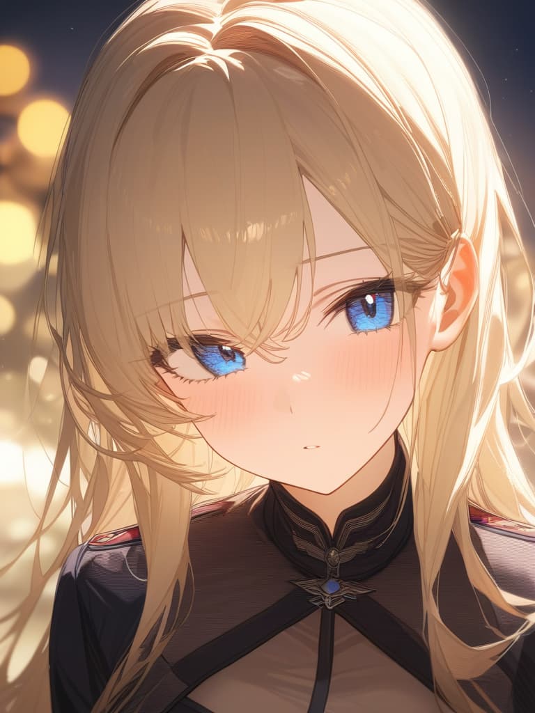  blonde, blue eyes, night, star, masterpiece, best quality,8k,ultra detailed,high resolution,an extremely delicate and beautiful,hyper detail