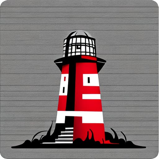 IN THE STYLE OF <MAGIFACTORY> lighthouse, red and white stripes, minimalistic design