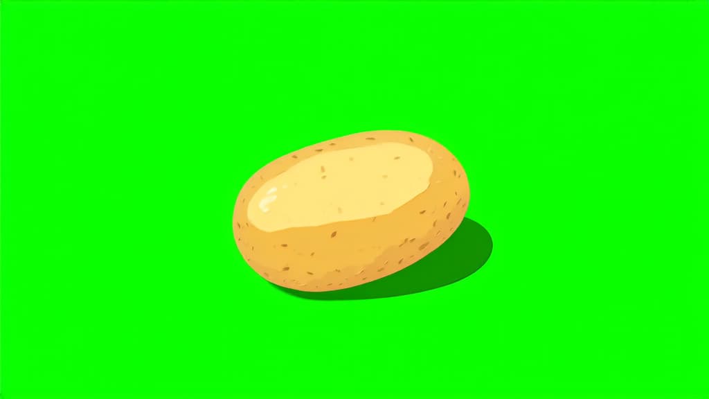  flat illustration, flaticon, (illustration:1.15), potato isolated on green background ar 16:9, [cory loftis, strobist, pascal campion :: 0.2]