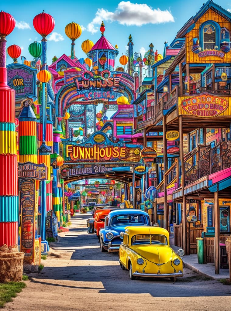  entering funhouse town in color