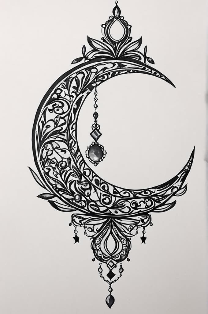  moon tattoo on the spine , (tattoo sketch:1.25), drawing