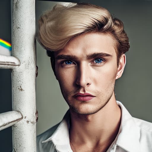 portrait+ style Russian LGBT queer TV actor blonde hunk dude face