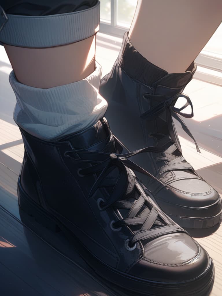  girls, loose socks, students, wolf ears, long hair, black shoes, schools, whole body, masterpiece, best quality,8k,ultra detailed,high resolution,an extremely delicate and beautiful,hyper detail