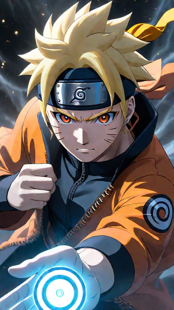  anime art depicting naruto's rasengan showcasing swirling chakra reflecting his emotions and struggles. hyperrealistic, full body, detailed clothing, highly detailed, cinematic lighting, stunningly beautiful, intricate, sharp focus, f/1. 8, 85mm, (centered image composition), (professionally color graded), ((bright soft diffused light)), volumetric fog, trending on instagram, trending on tumblr, HDR 4K, 8K