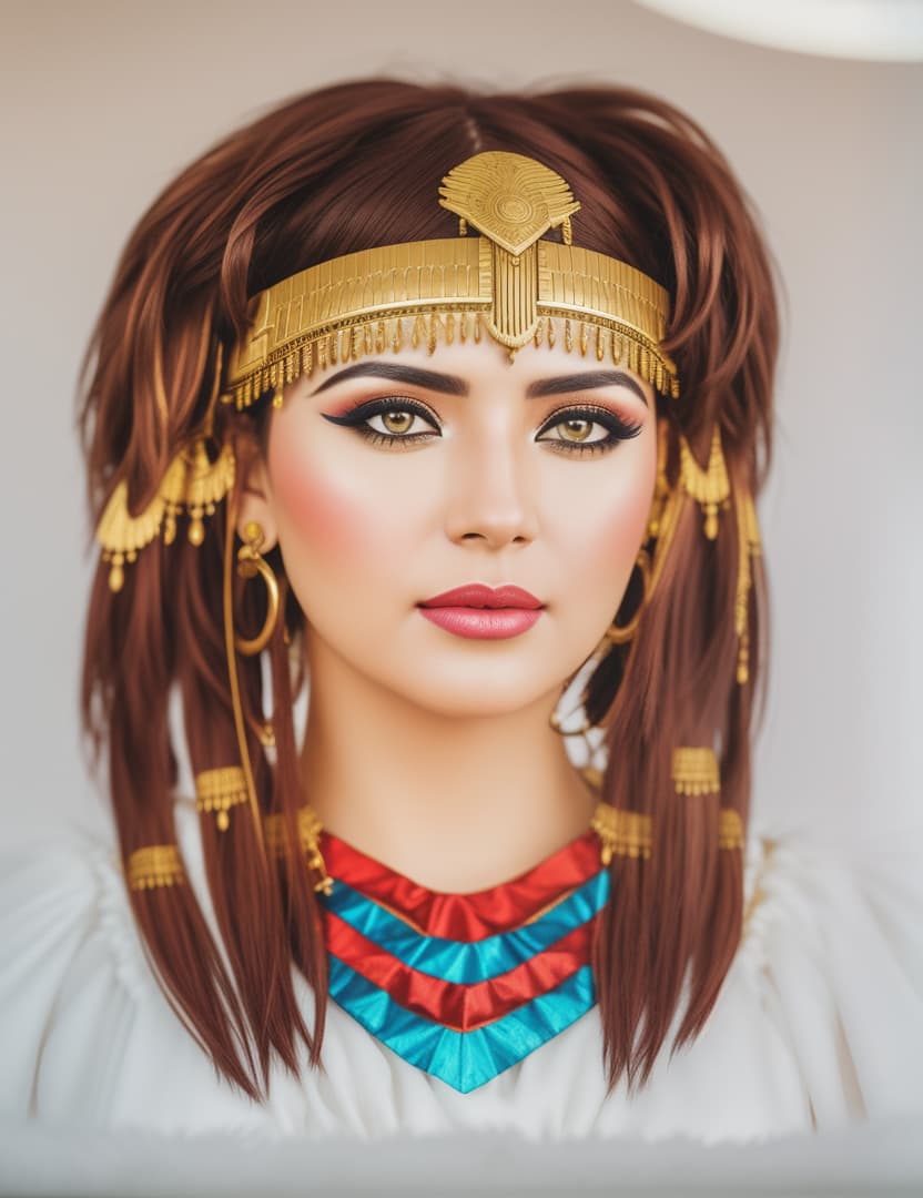  CLEOPATRA REALISTIC IMAGE , hyperrealistic, high quality, highly detailed, cinematic lighting, intricate, sharp focus, f/1. 8, 85mm, (centered image composition), (professionally color graded), ((bright soft diffused light)), volumetric fog, trending on instagram, HDR 4K, 8K