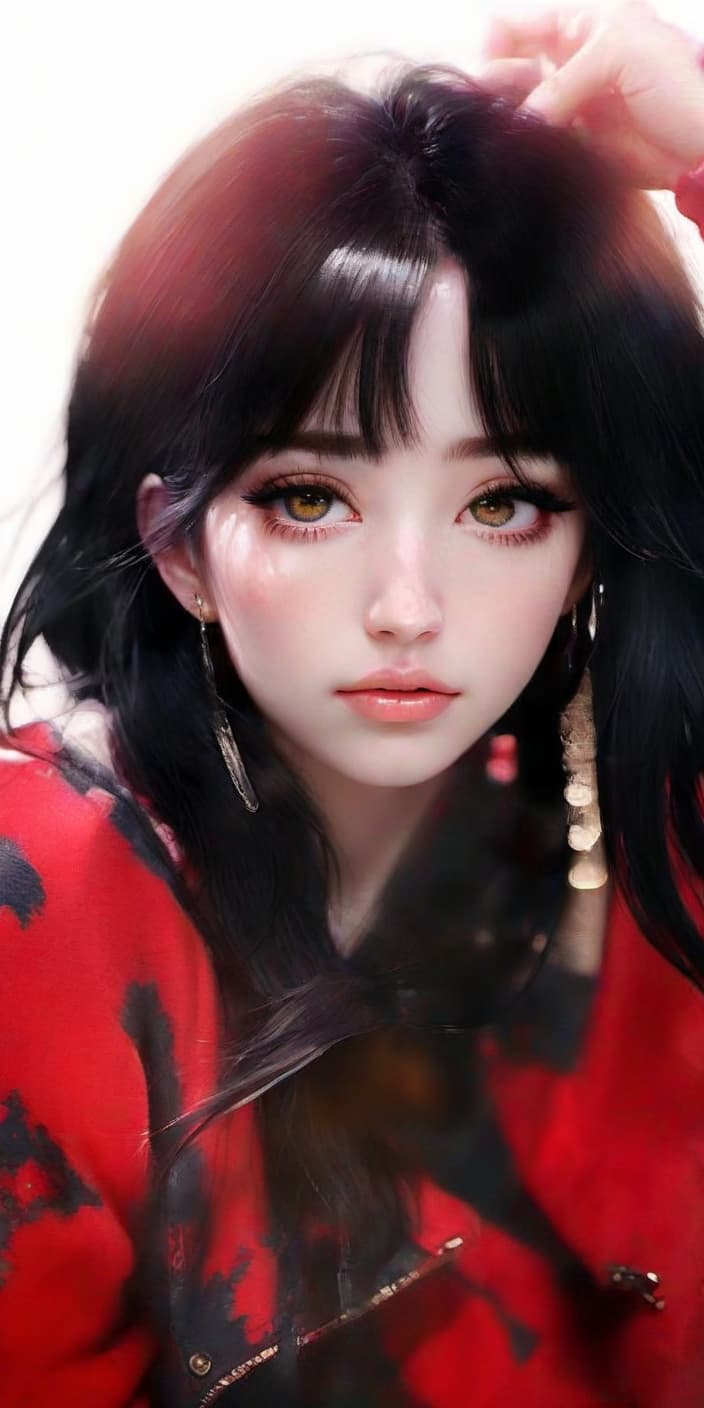  hyperrealistic art girl, close up, black hair. . extremely high resolution details, photographic, realism pushed to extreme, fine texture, incredibly lifelike, perfecteyes