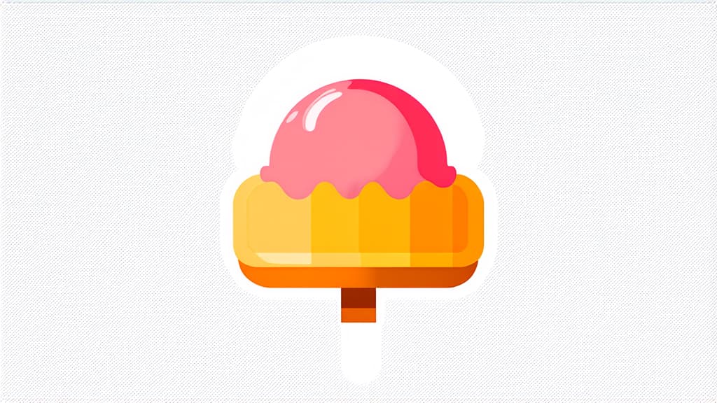  flat illustration, flaticon, (illustration:1.15), ice cream on a stick icon on a white background ar 16:9, [cory loftis, strobist, pascal campion :: 0.2]