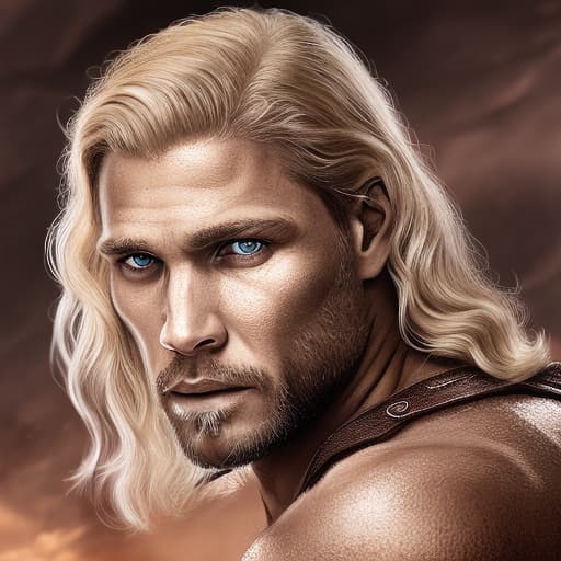 portrait+ style Spartacus actor blonde hunk dude face